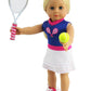 American Fashion World Purple & White Tennis Outfit Set for 18-inch Dolls| 5 Piece Set | Premium Quality & Trendy Design | Dolls Clothes | Outfit