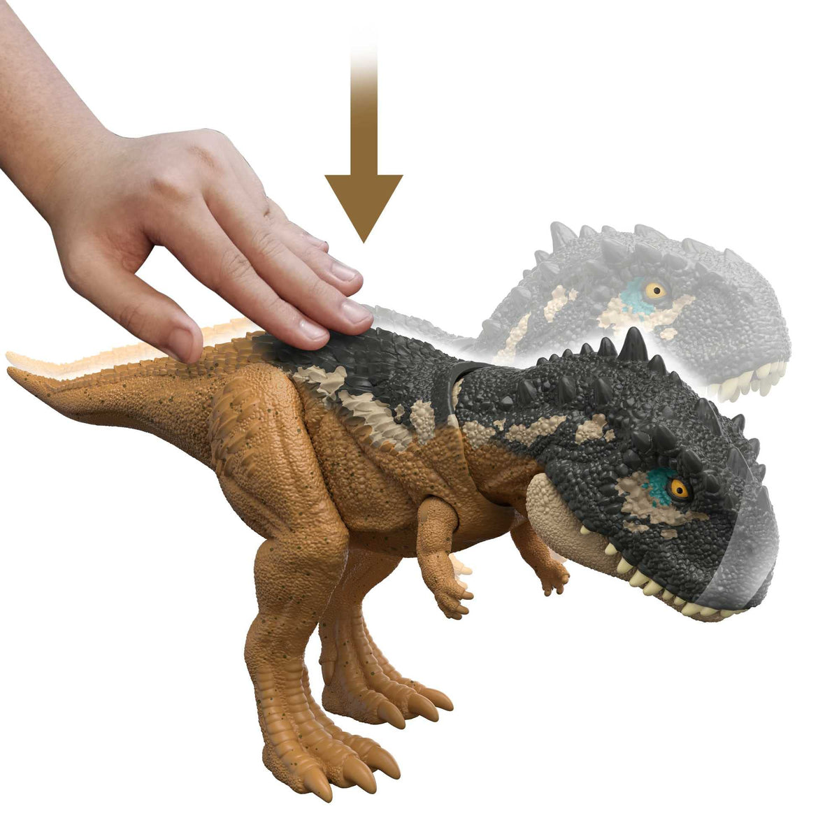 Mattel Jurassic World Dominion Roar Strikers Dinosaur Action Figure with Roaring Sound & Attack Action, Skorpiovenator Dino Toy Includes Digital Play