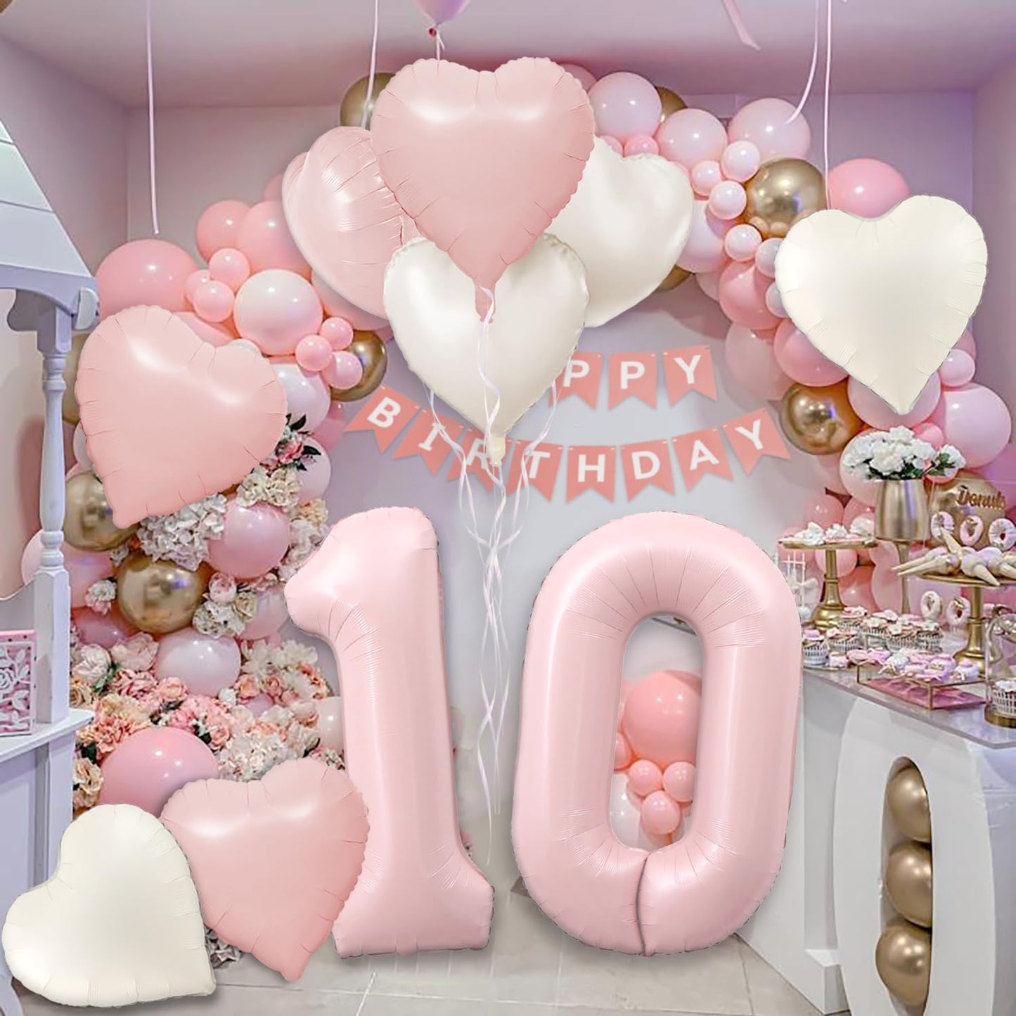 Pink 1 Balloon Number Pastel Pink 1st Birthday Party Decorations for Girls, 40inch Big Dusty Pink Balloon Foil Mylar 1 Birthday Balloons for First