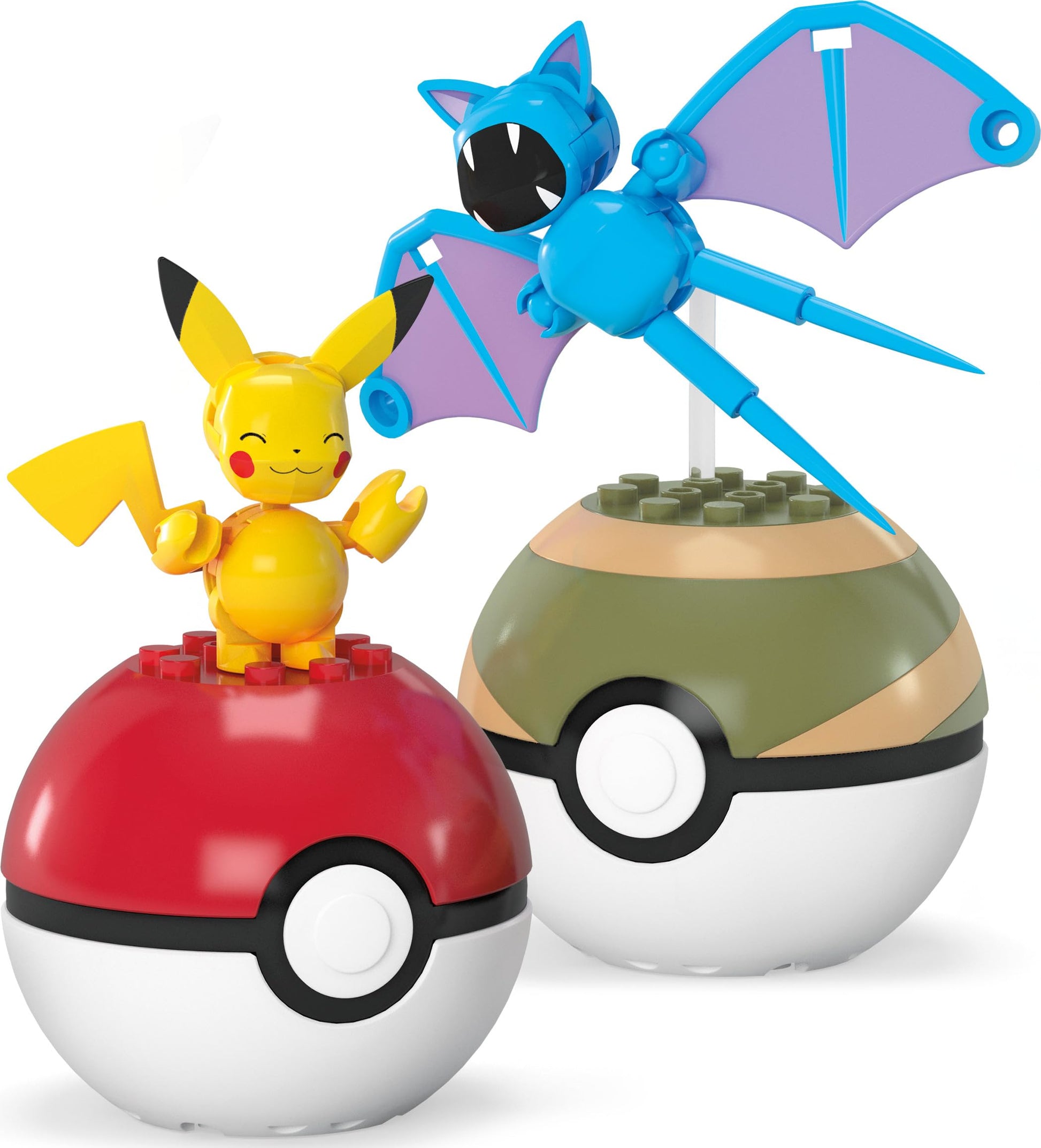 MEGA Pokémon Building Toys Set Pikachu & Zubat with 40 Pieces, 2 Poseable Characters and Poké Ball, 2 Inches Tall, for Kids