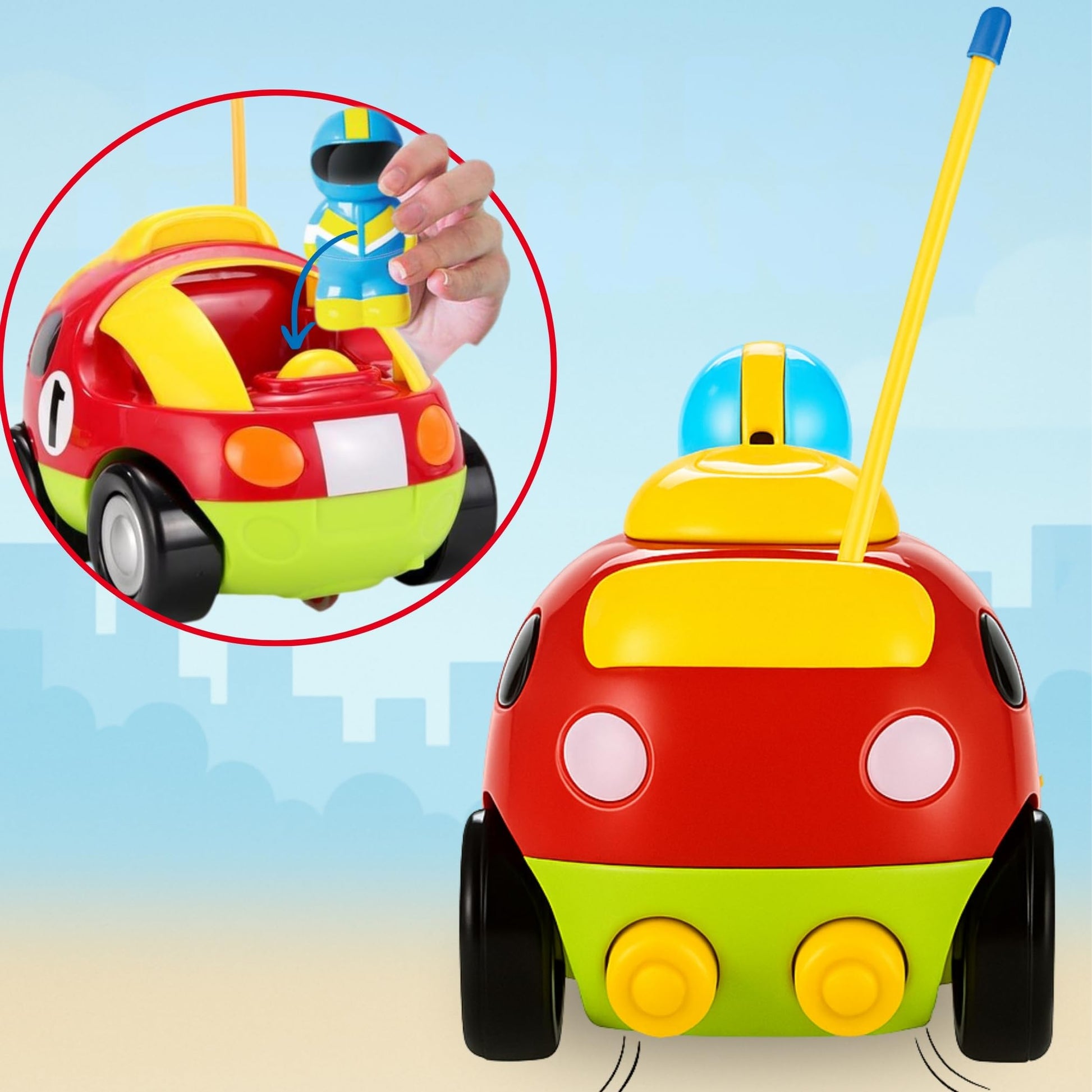 Liberty Imports My First Cartoon RC Remote Control Cars for Toddlers Ages 1-3, Radio Control Toy for Baby, Kids 18 Months+ (Race Car)