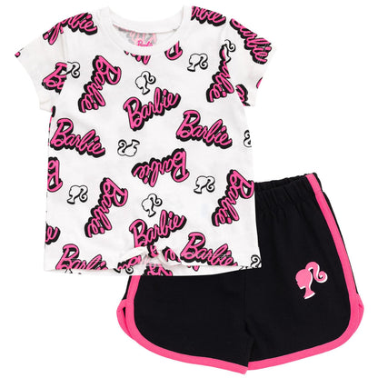 Barbie Big Girls T-Shirt and Dolphin Active Shorts Outfit Set Pink/Black 14-16
