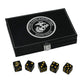 Military Gift Shop Marine Corps Playing Cards and Dice Set - Black Leather Keepsake Box, Playing Cards with USMC Rank Insignia, EGA Dice | USMC B&S
