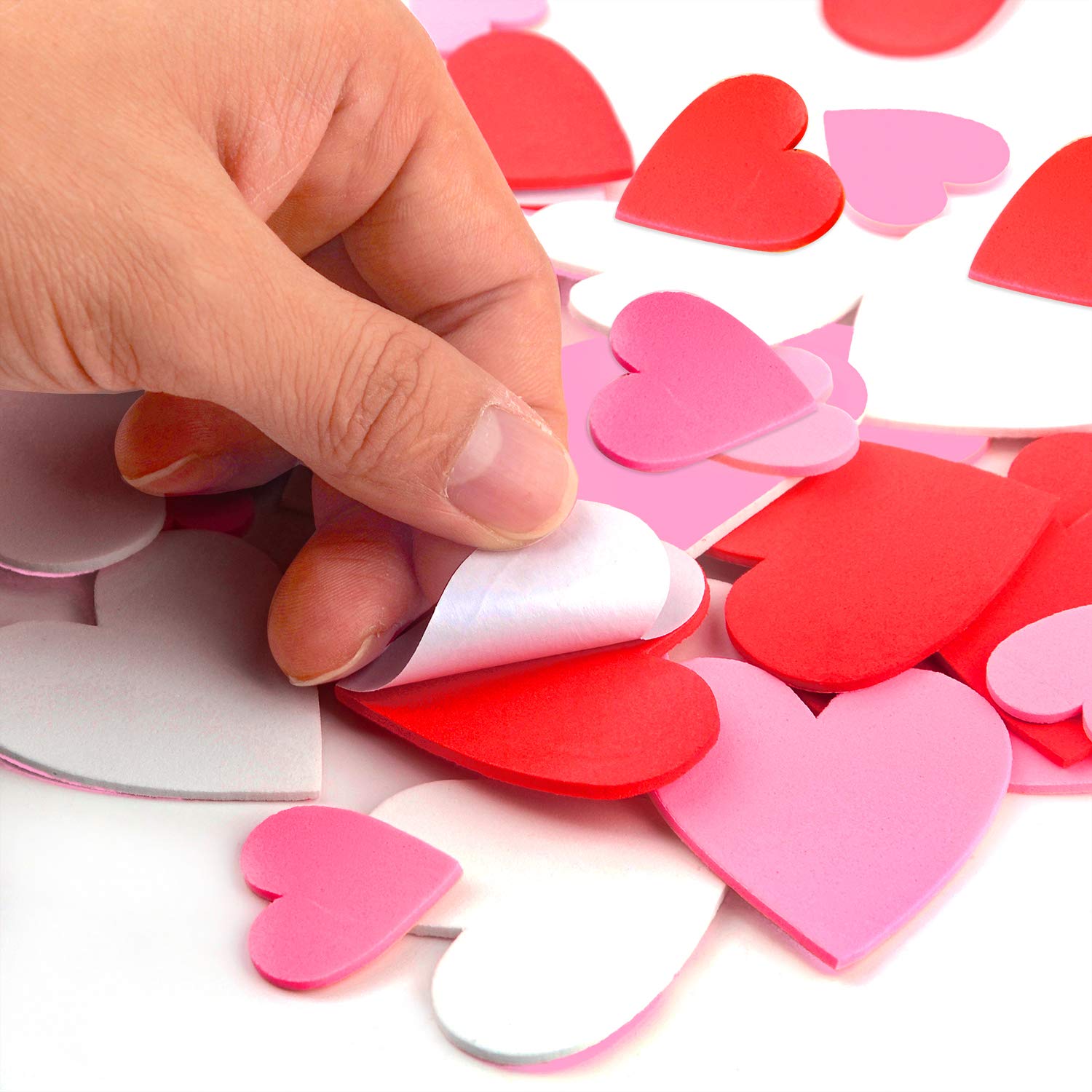 Coopay 600 Pieces Valentine's Day Foam Hearts Self Adhesive Foam Heart Stickers for Valentine Wedding Party Decoration, Crafts and Gift Wrapping
