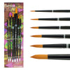 Creative Mark Beste Golden Taklon Assorted Round Set of 6 Artist Brush, Professional Watercolor Brushes, for Acrylic Painting, Short Handle, Sharp