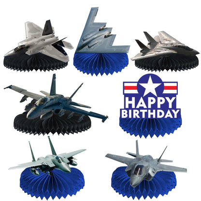 Aircraft Happy Birthday Honeycomb Centerpieces Airplane Aviation Fighter Theme Decor for Boys Men 1st Birthday Party Baby Shower Fighter Jet Party