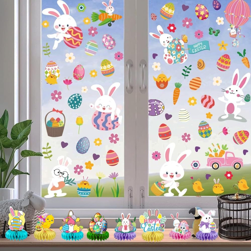 8Pcs Easter Honeycomb Table Centerpiece, Easter Birthday Party Supplies Table Decorations for Kids Party Decorations