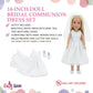 Emily Rose 14" Doll Bridal First Communion Dress 3-PC Outfit - White Lace Gown, Veil & Shoes | Glitter Girls & Wellie Wishers Compatible | USA Brand