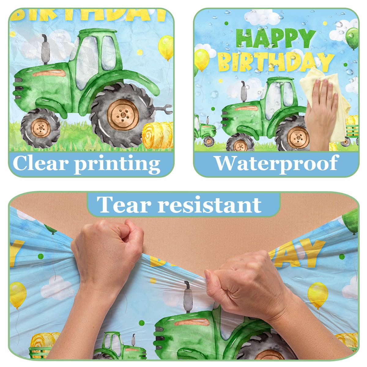 Pymurod Tractor Birthday Decorations 3pcs Tractor Party Tablecloths Tractor Birthday Table Cover for Boys Birthday Baby Shower Party Favors Supplies