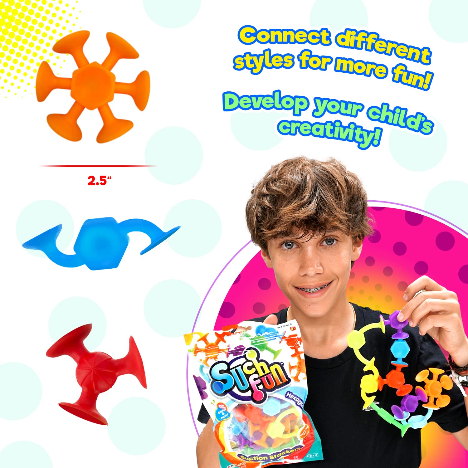 JA-RU Suction Cup Toys (2 Pack, 9pcs. Each) Suction Bath Toys for Kids | Fine Motor Skills Toys, Sensory Bin Filler | Travel Pack, Party Favors