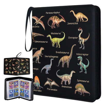 Dinosaur 4 Pocket Card Binder, 50 Page Trading Card Collection Binder for Dinosaur Lover, 3-Ring Removable Carrying Organizer Case Birthday Gift for