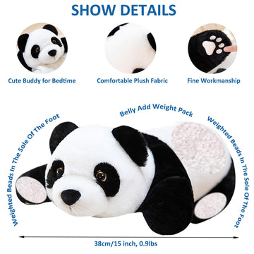 ronivia Weighted Stuffed Animals, Panda Plush Cute Panda Weighted Plush Animals Pillow Toy Gifts for Kids Adults, 15 inch