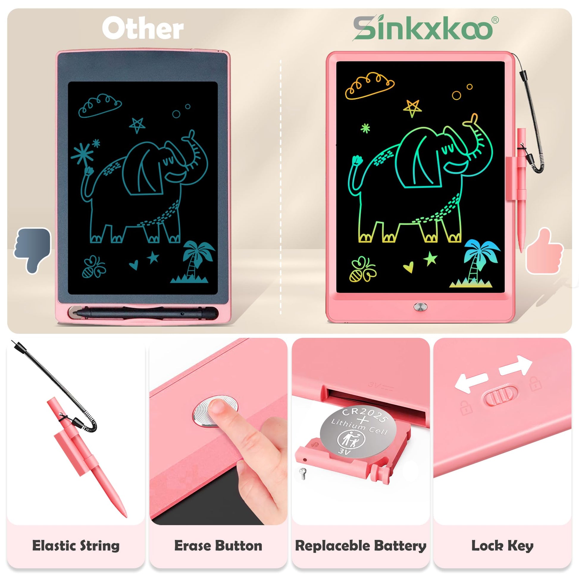 10 Inch LCD Writing Tablet Toy for 3 4 5 6 7 8 Year Olds - Erasable Electronic Drawing Pad and Doodle Board as Montessori Educational - Kids Christmas
