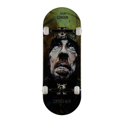 SOLDIER BAR Fingerboards Complete (5 Layer Canadian Maple 34mmx 98mm Deck) Finger Skateboards (+34mm Big Eagle Truck+Globular Wheels) (London)