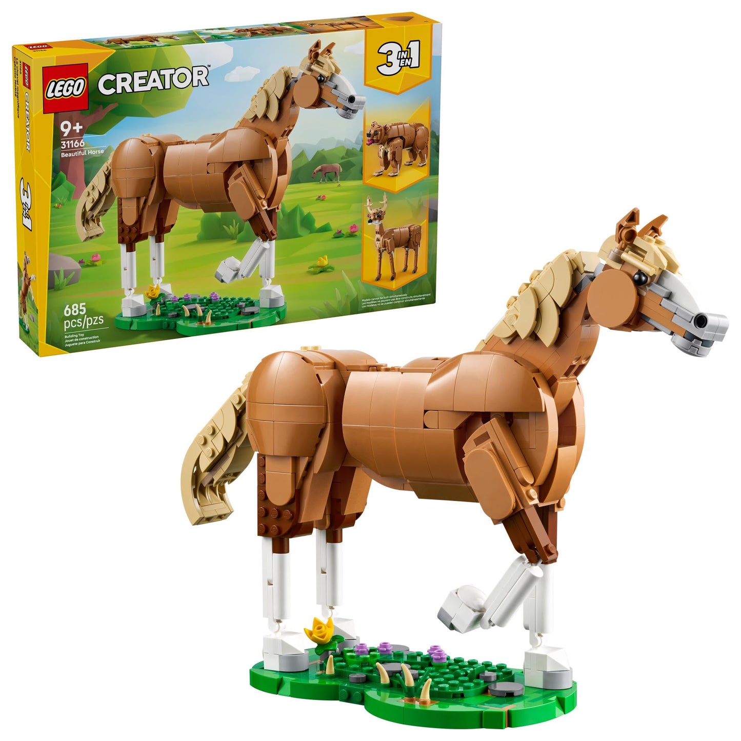 LEGO Creator 3 in 1 Beautiful Horse Building Toy for Kids - Building Blocks & Learning Toy for Girls & Boys, Ages 9+, Create a Horse, Bear, or Deer