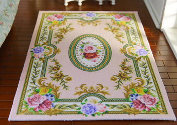 Elegant French Country Theme Light Pink Dollhouse Miniature 1/12 1/6 Scale Rug (5.6" X 7.8")