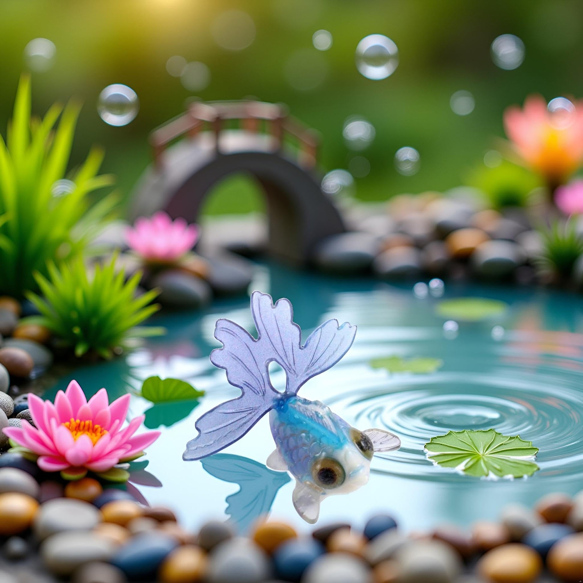 Blue Mini Goldfish Model Decor Acrylic Simulation Fish Decoration Miniature Fairy Garden Ornament DIY Accessories Dollhouse Décor