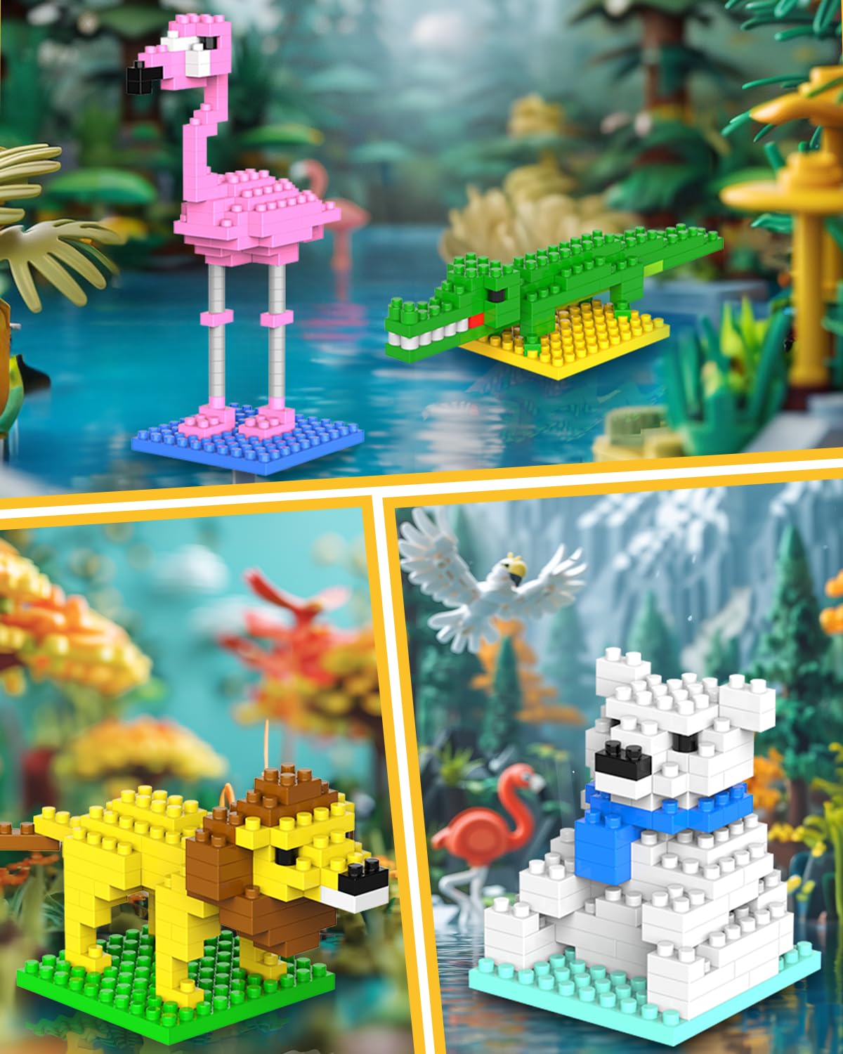 Kimiangel Party Favors for Kids, 12 Pack Mini Animals Building Blocks Sets for Goodie Bags, Prize Box Toys for Kids, Fillers, Prizes, Christmas