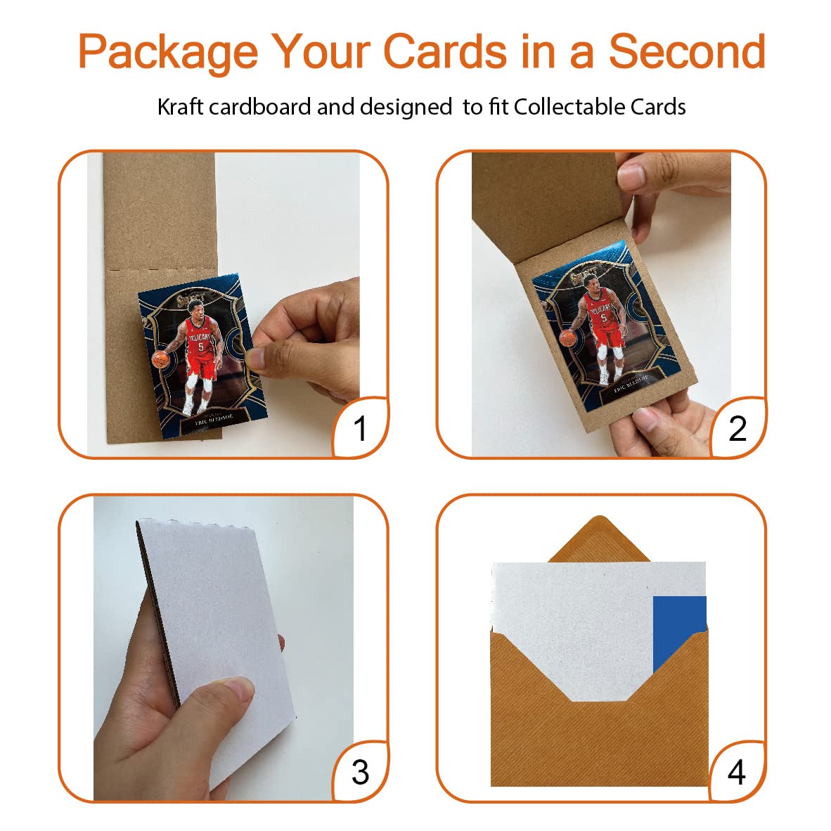 96 Packs Sleeves for Sports Card Protectors, 3" x 4.5" Cardboard Sheets for Trading Card Folders, Mail Shipping Stiffeners, Insert (96 Packs)