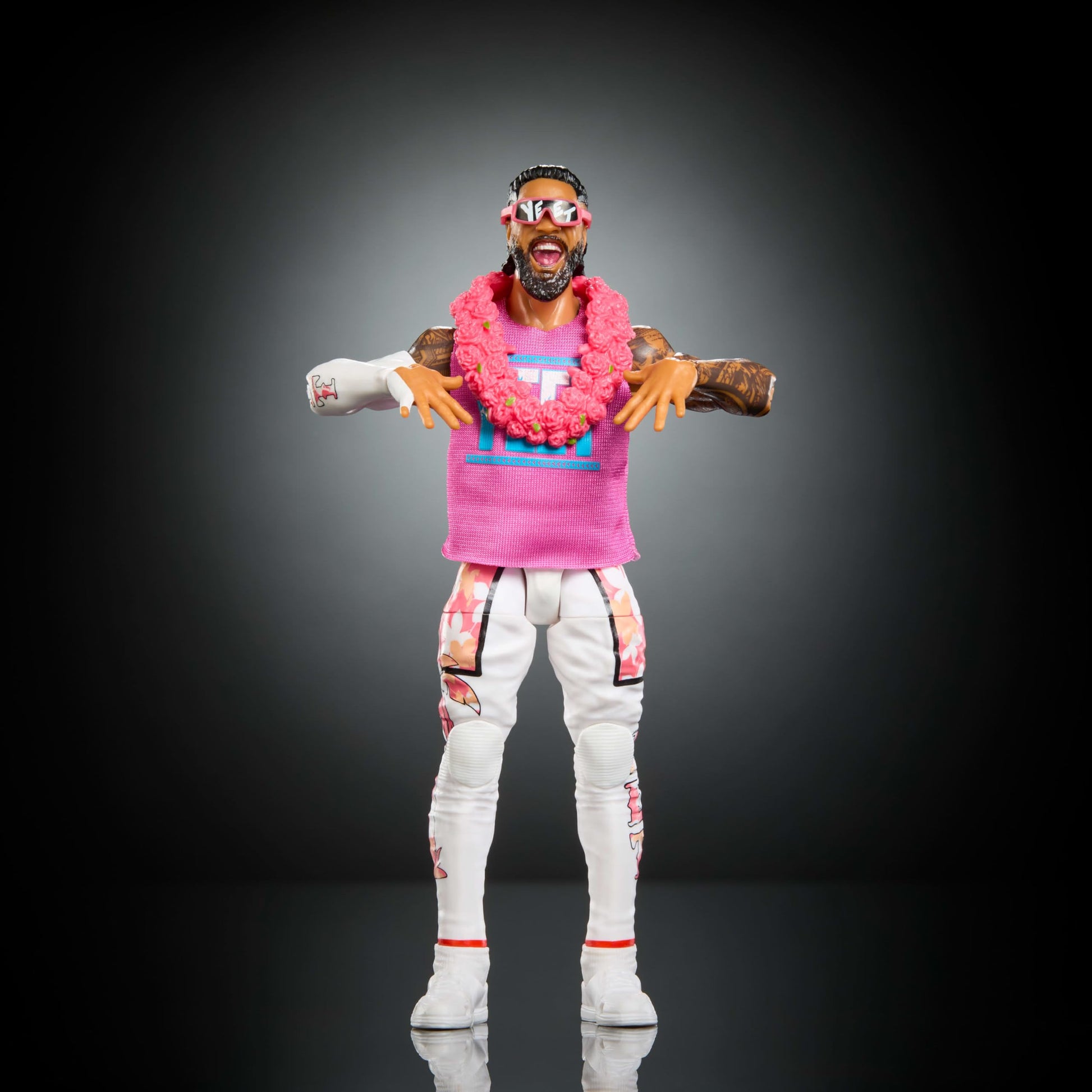 Mattel WWE Elite Action Figure & Accessories, Series #124 Set, 6-inch Collectible Jey USO with 25 Articulation Points & Swappable Hands