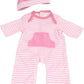 JC Toys | 4 Assorted Baby Doll Rompers and Hats | Pink + Blue + Light Pink + Purple | | Ages 2+ | Fits Dolls 14"-16""