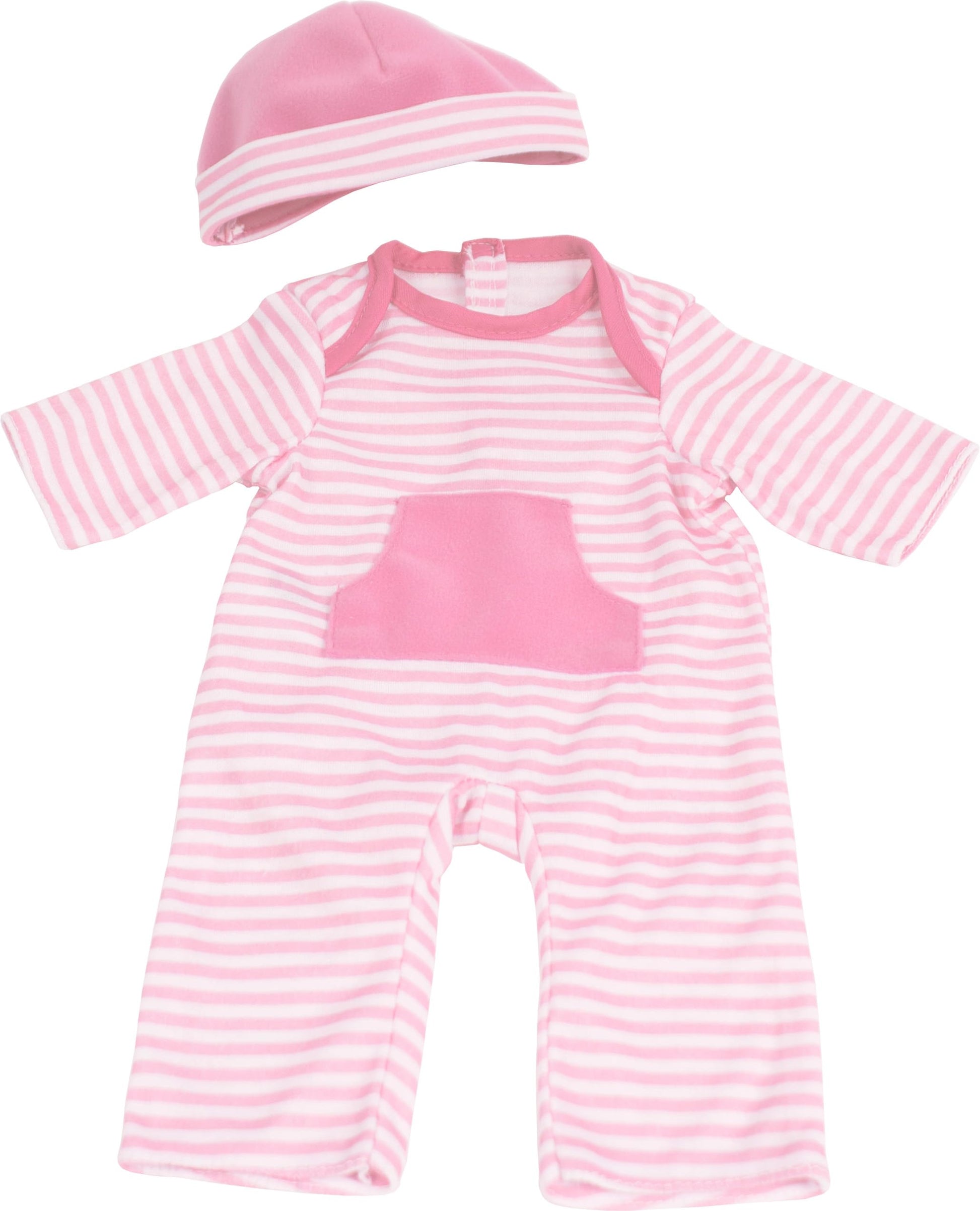 JC Toys | 4 Assorted Baby Doll Rompers and Hats | Pink + Blue + Light Pink + Purple | | Ages 2+ | Fits Dolls 14"-16""
