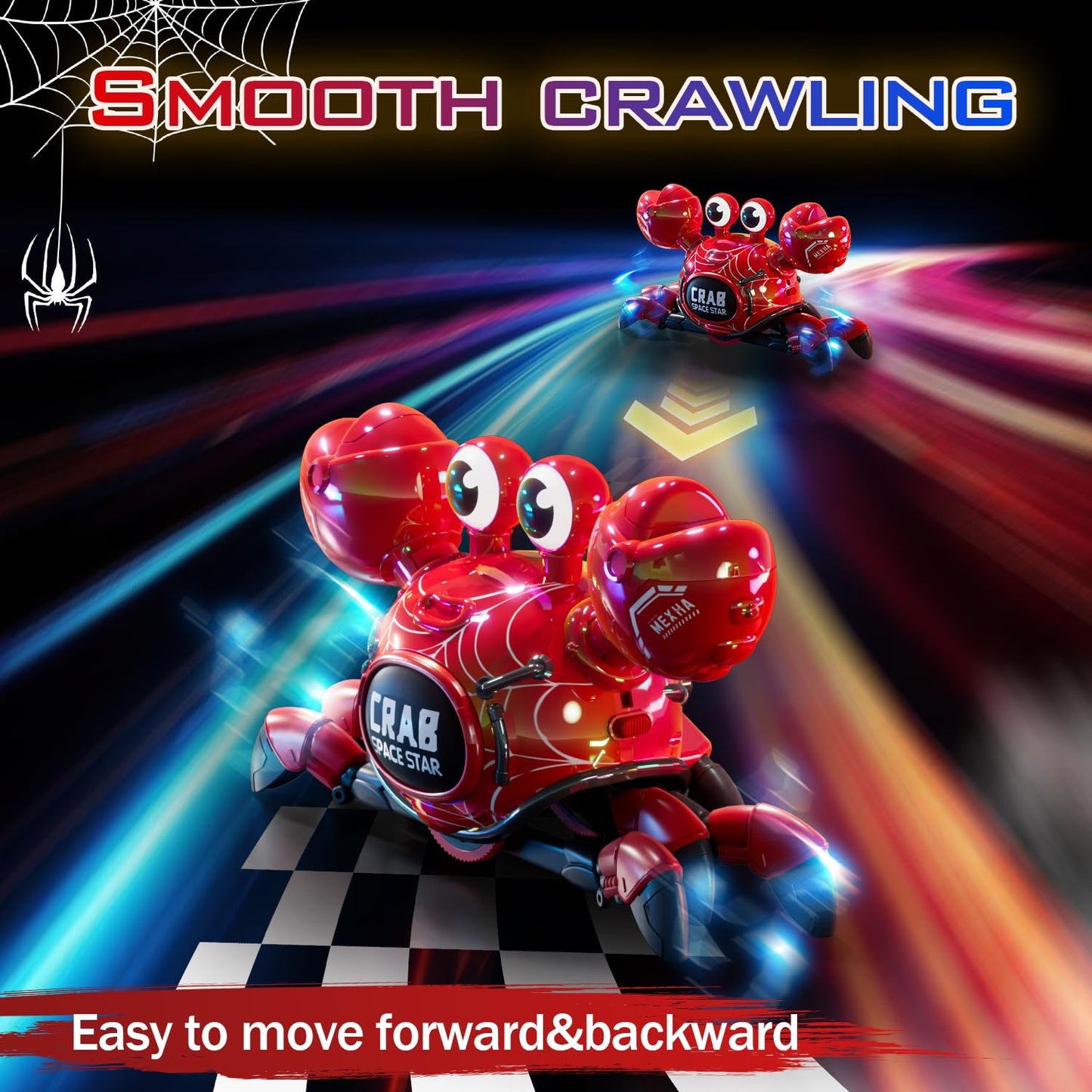 Remote Control Robot Crab Toy, Rechargeable With LED Lights And Music, Fast Crawling 360-Degree Stunt Rotation, 2.4GHz RC Robot Toys, 3 4 5 6 7 8 9 10