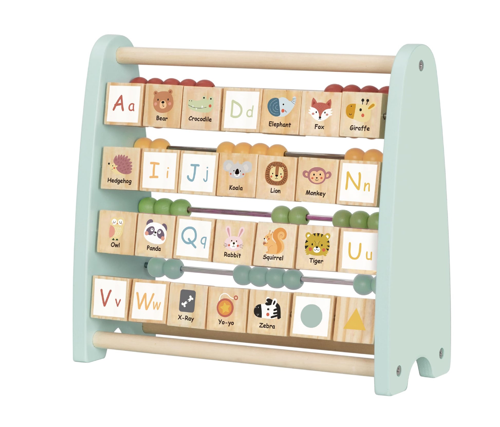 Miss OT Wooden Abacus for Kids Math - Counting and ABC Alphabet Learning Toy for 3 4 5 Year Old, Montessori Toys Ages 2-5, Toddler Educational Toy, 80
