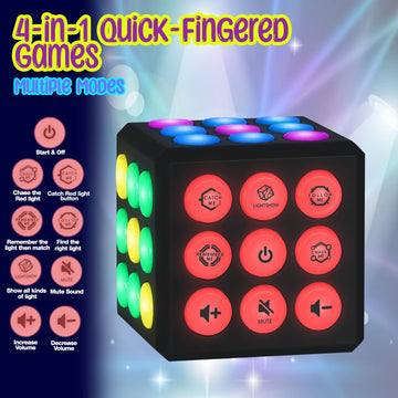 PlayRoute Electronic Brain & Memory Game Cube - Fun Toy Gift Ideas for Ages 6-12+ Year Old Boy & Girl - Cool Toys for Boys and Girls - Handheld Games