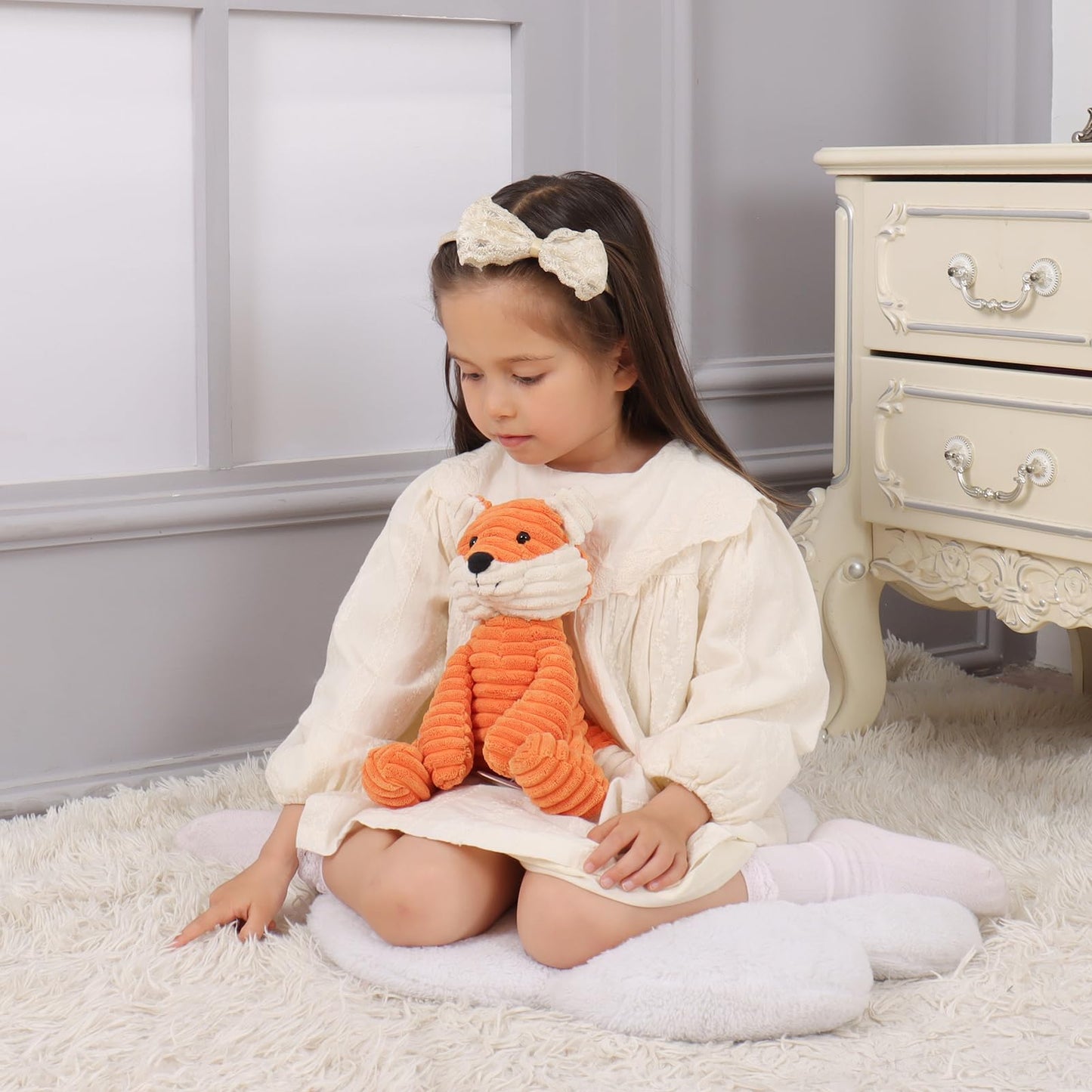 Apricot Lamb Toys Plush Corduroy Fox Stuffed Animal Soft for Child 8.5''