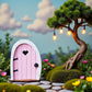 Pink Streak Mini Fairy Garden Door for Tree, 3D Miniature Fairy Door for Fairytale Tiny House Doors, Bonsai Terrarium Micro Landscape Decoration