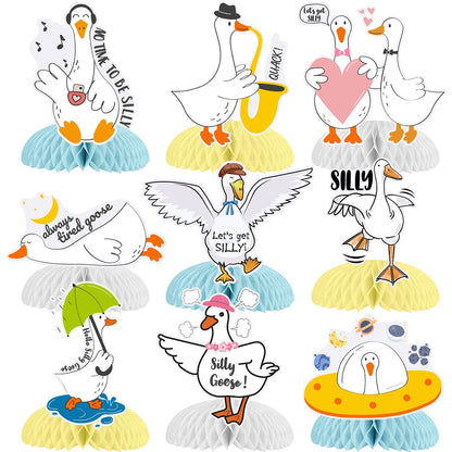 9 Pcs Silly Goose Honeycomb Centerpieces, Silly Goose Party Favors Birthday Party Decorations Silly Goose Centerpieces Decorations Supplies