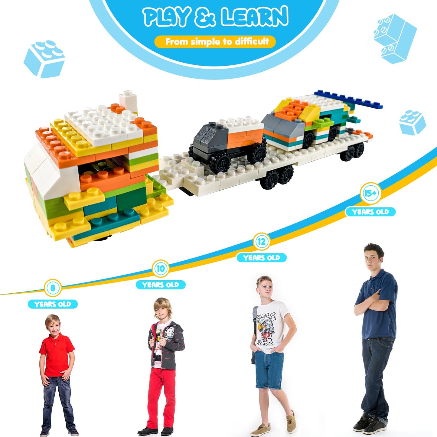 ekuzi 1200 Creative Building Blocks Set Compatible with Major Brands Classic, Includes Dual-Sided and Single-Sided Baseplates, Variety of Accessories