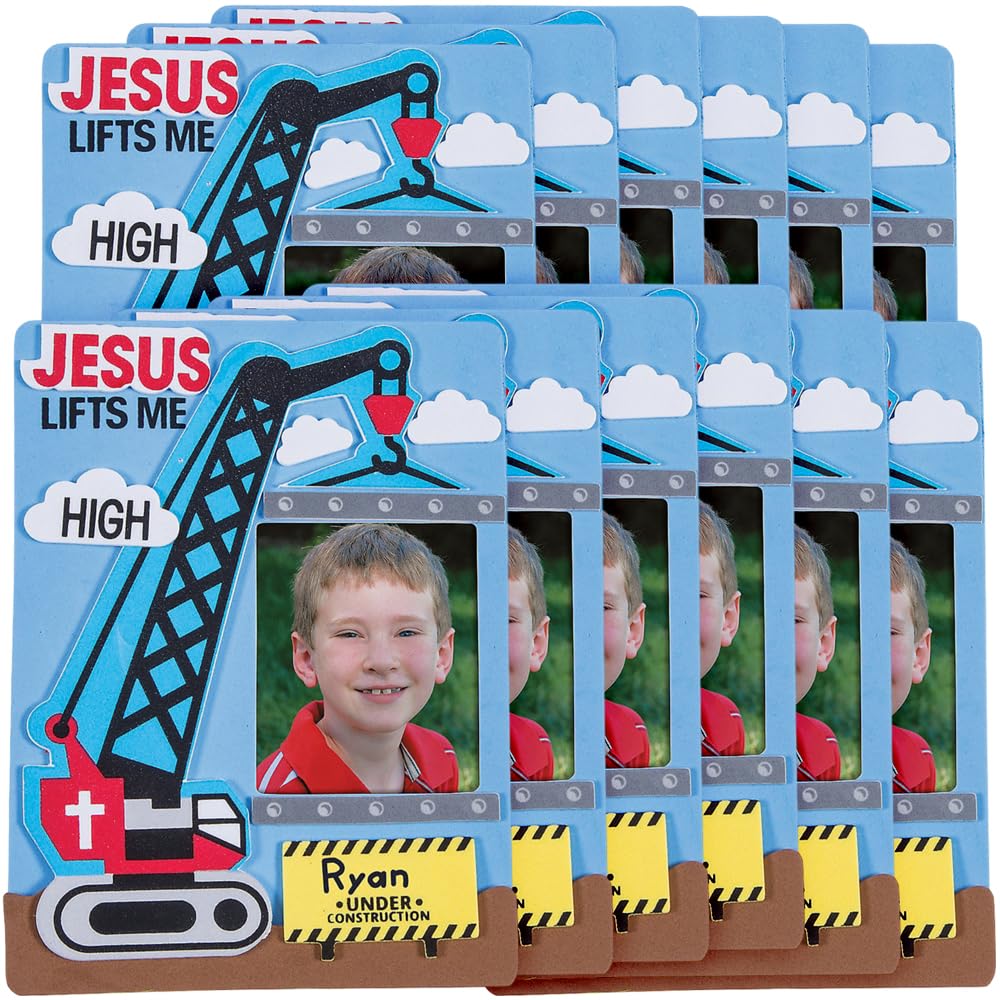 Construction Vbs Picture Frame Craft Kit (12Pc) - Crafts for Kids and Fun Home Activities