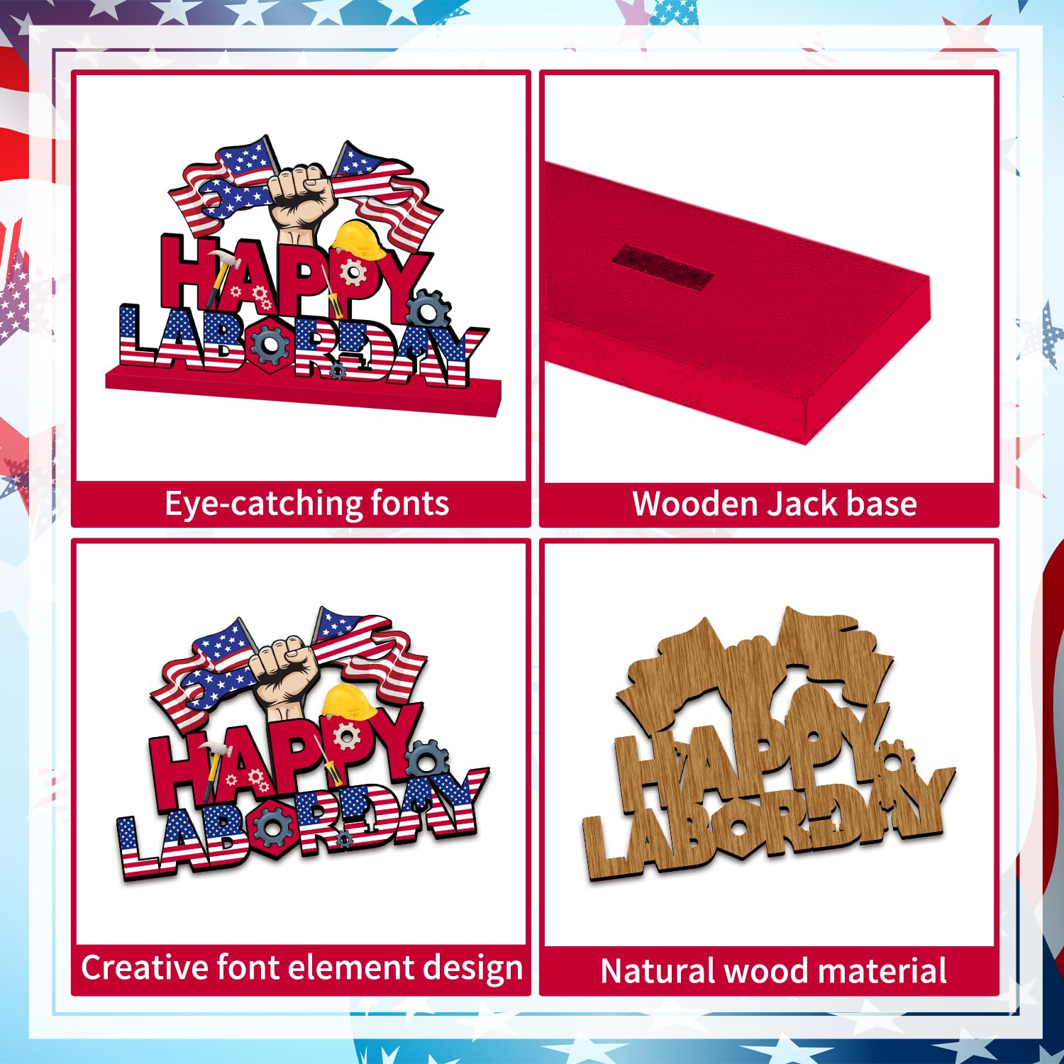 Labor Day Decorations 11.8 X 7.8 Inches Wooden Table Centerpiece
