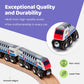 Maxim Enterprise, inc. Double Decker Wooden Train Set of 2 Engines & 1 Passenger Car, Multi-Level Commuter Transit Toy, Compatible with Thomas