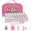 YAQUHO American Mahjong Tiles Set, 166 Pink Mahjong Tiles 1.2 Inch with Carrying Bag and 3 Dice, Portable American Mahjong Game for Travel, Family
