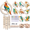 SIRPERICE 16 Pcs Wood Birds Wind Chime Kit, Make You Own Wind Chimes Hanging Ornament DIY Painting Art Craft, Blank Wood Arts and Crafts Kit