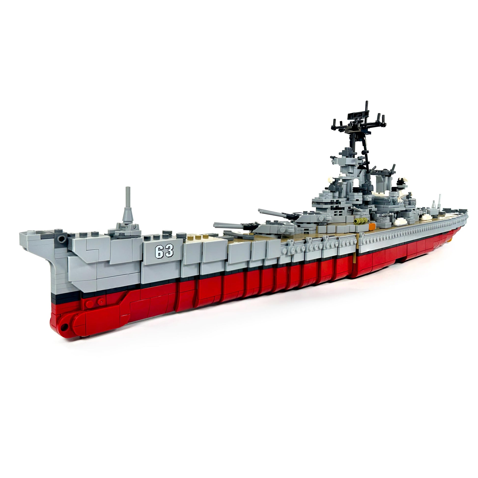 General Jim's Deluxe Edition USS Missouri Battleship Building Set - 2,631 Piece WW2 Iowa-Class Model w/Rotating Guns, Radar, Cruise Missiles, 3-Piece