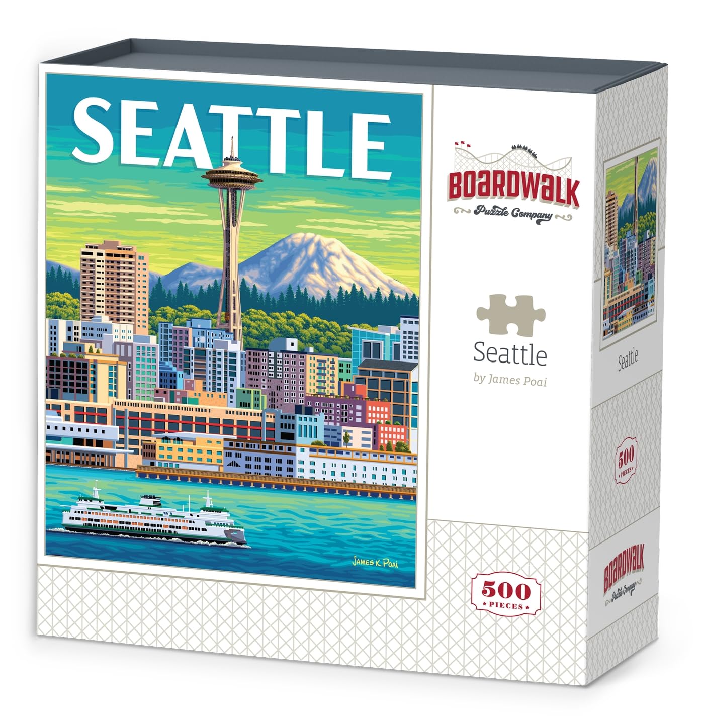 Boardwalk Seattle 500 Piece Jigsaw Puzzle Scenic City Washington Puzzles with Premium Box, Gift for Adults and Family 16"x20"