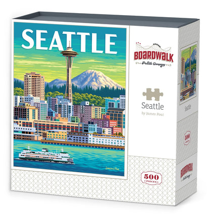 Boardwalk Seattle 500 Piece Jigsaw Puzzle Scenic City Washington Puzzles with Premium Box, Gift for Adults and Family 16"x20"