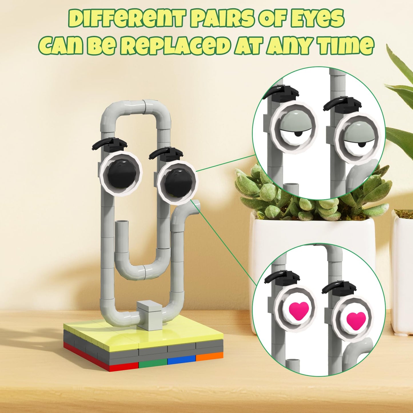 aphpaio Clippy Office Assistant Building Blocks Compatible with Cute Vintage Office Clippy Model Toy Building Set, Funny Birthday White Elephant Gifts