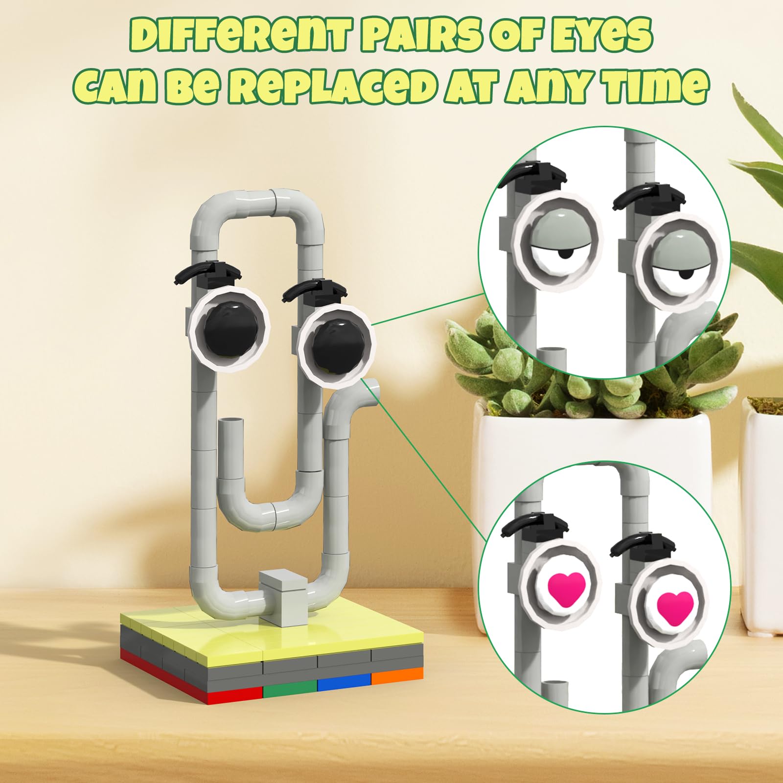 aphpaio Clippy Office Assistant Building Blocks Compatible with Cute Vintage Office Clippy Model Toy Building Set, Funny Birthday White Elephant Gifts