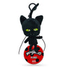 Miraculous Ladybug - Kwami Lifesize Plagg, 5-inch Cat Plush Clip-on Toys for Kids, Super Soft Collectible Stuffed Toy with Glitter Stitch Eyes