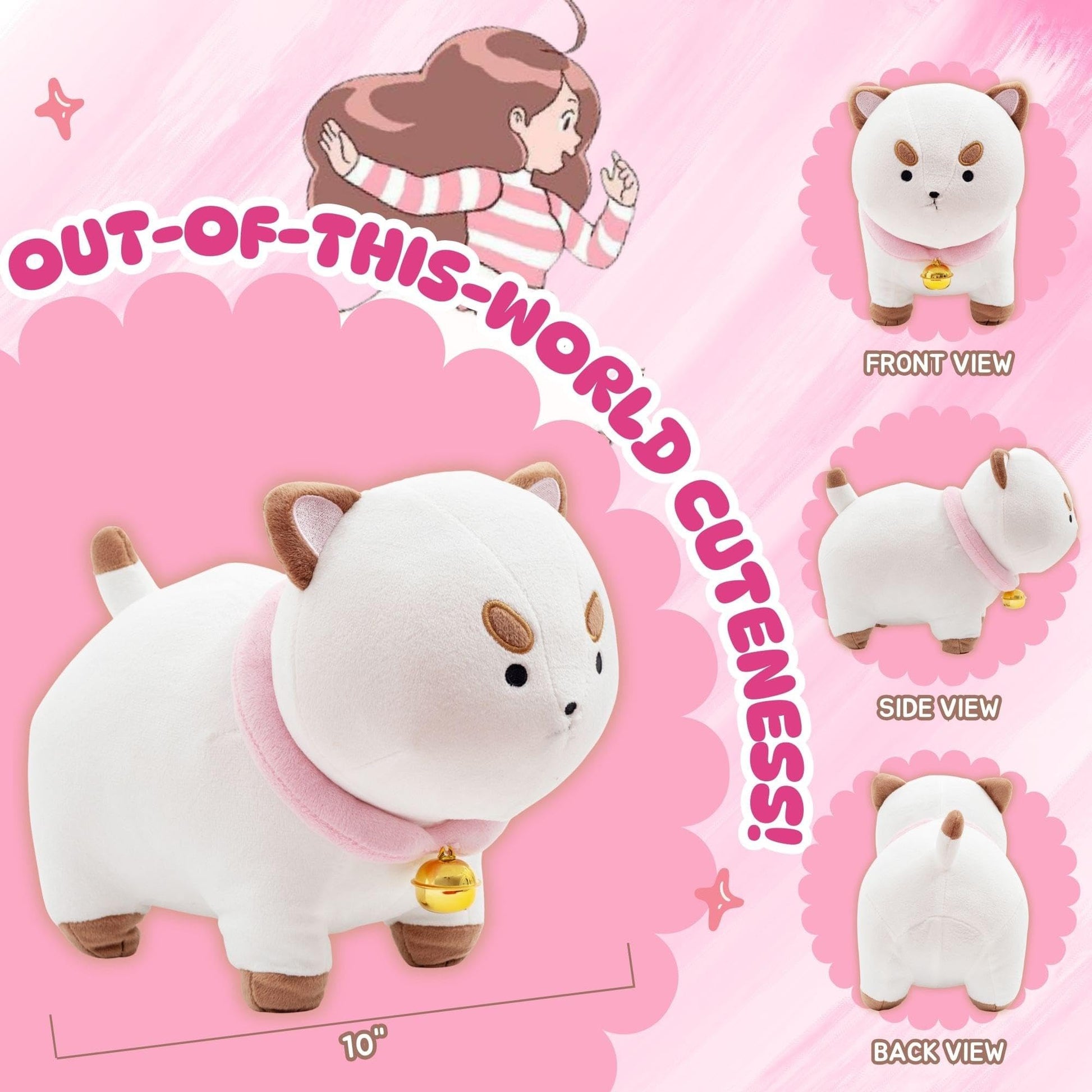 Toynk Bee and Puppycat 10-Inch Plush, Huggable Soft Stuffed Animal