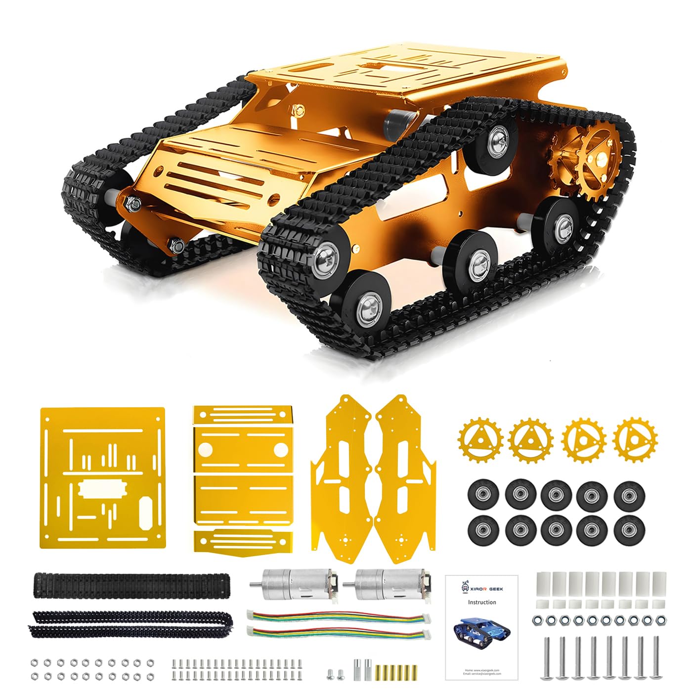 YonPhsy Tank Car Chassis with Encoder Motor, Shock Absorbing Robot Chassis Full-Metal Robotic Moving Platform Track for RaspberryPi Arduino Jetson