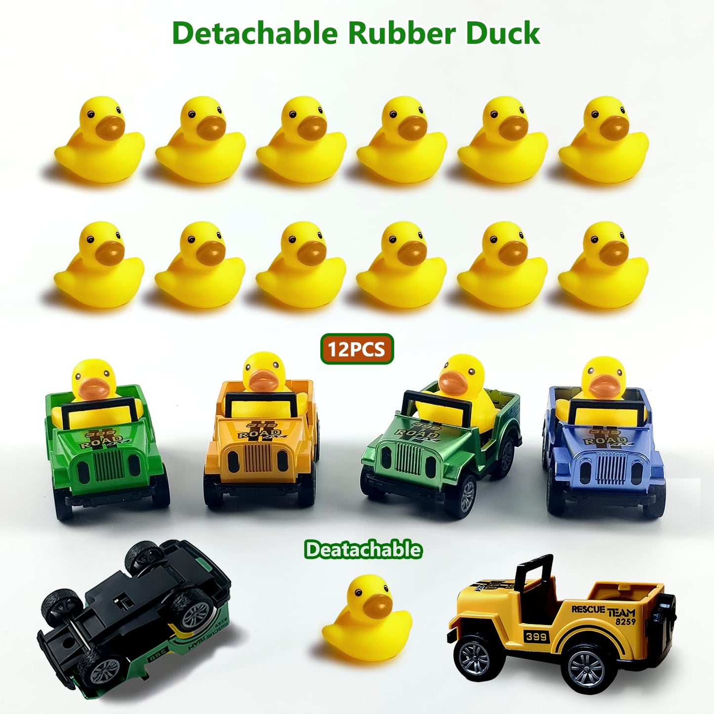Yatics 12 Pack Movable Rubber Ducks for Jeep Ducking, Pull Back Duck for Jeep Ducking, 2.9 Inch Suitable Size, Unique Rubber Ducks for Drivers