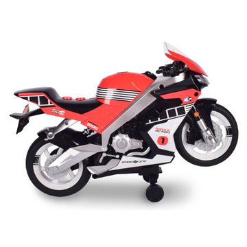 Sunny Days Entertainment Maxx Action Super Bike with Wheelie Feature - Red Motorized Toy Motorcycle for Boys & Girls | Light & Sound Vehicle for Kids