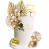 White Gold Balls Cake Toppers Balls Birthday Cake Decorations for Birthday Boho Wedding Baby Shower Party Decoration (White Gold)