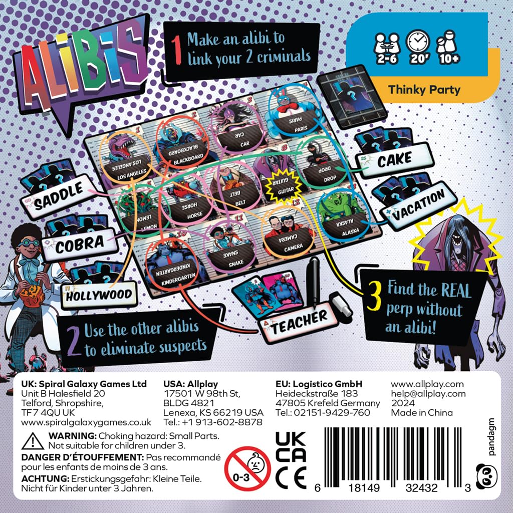 Allplay Alibis Board Game | Whodunit Word Association & Deduction Party Game | 4-8 Players, 20-30 Min Playtime Social Mystery Game